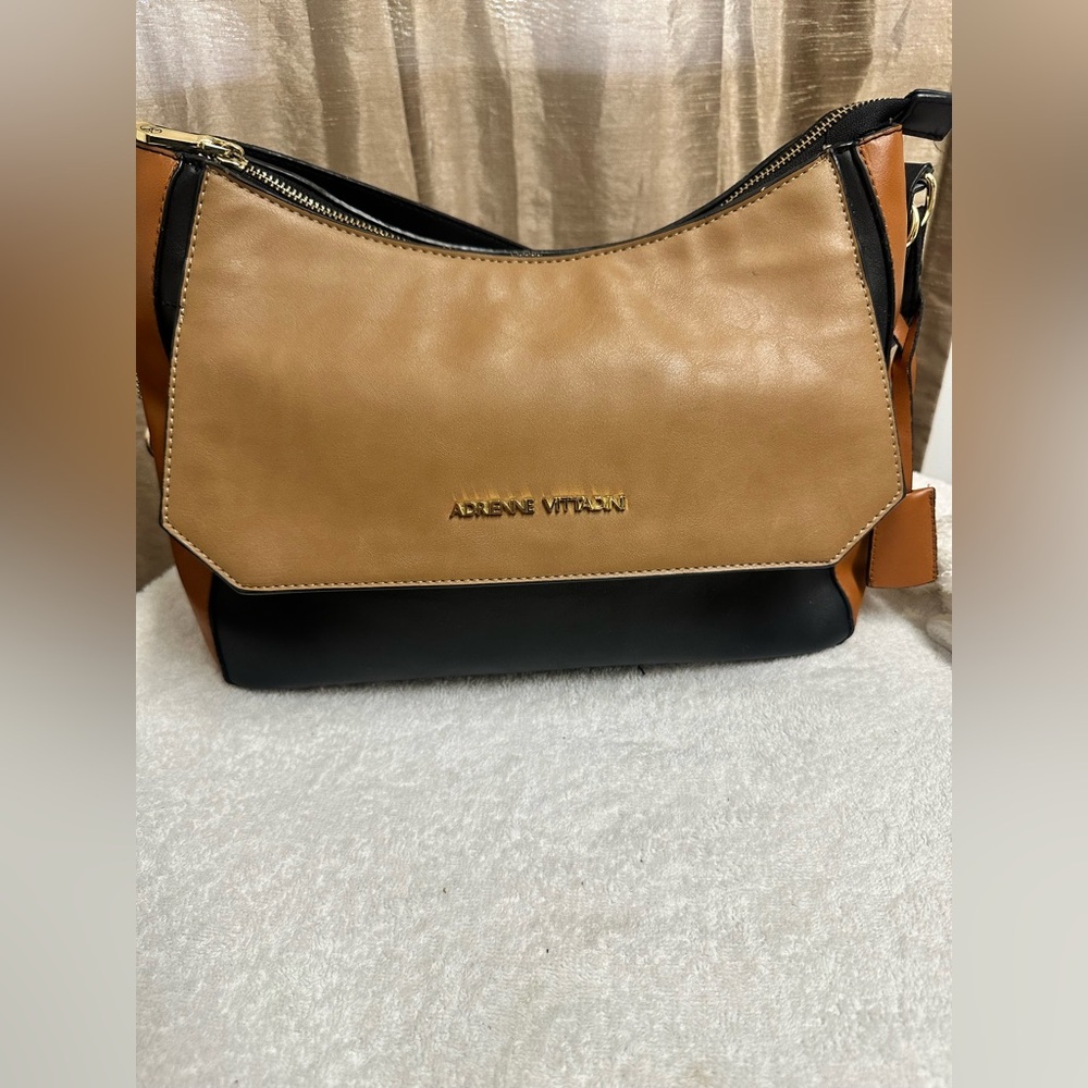 Adrienne Vittadini Camel and Black Tote